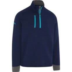 Callaway Layer Midweight Textured Fleece 1/4-Zip, Navy/blau