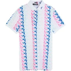J.Lindeberg J. LINDEBERG Polo Tour Tech Regular Fit Print, Pink/blau/silber