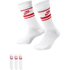 Nike Golf Socken Everyday Essential Crew 3er-Pack, Weiß/rot