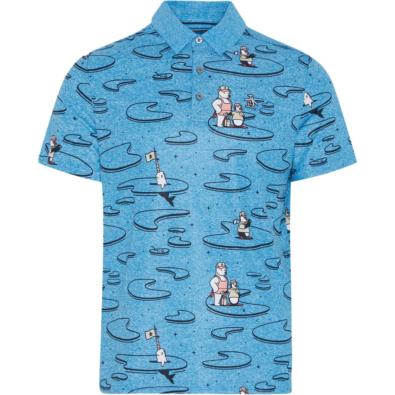 Original Penguin Polo All Over Polar Pete Print, Blau/gemustert 3 Original Penguin Polo All Over Polar Pete Print, Blau/gemustert